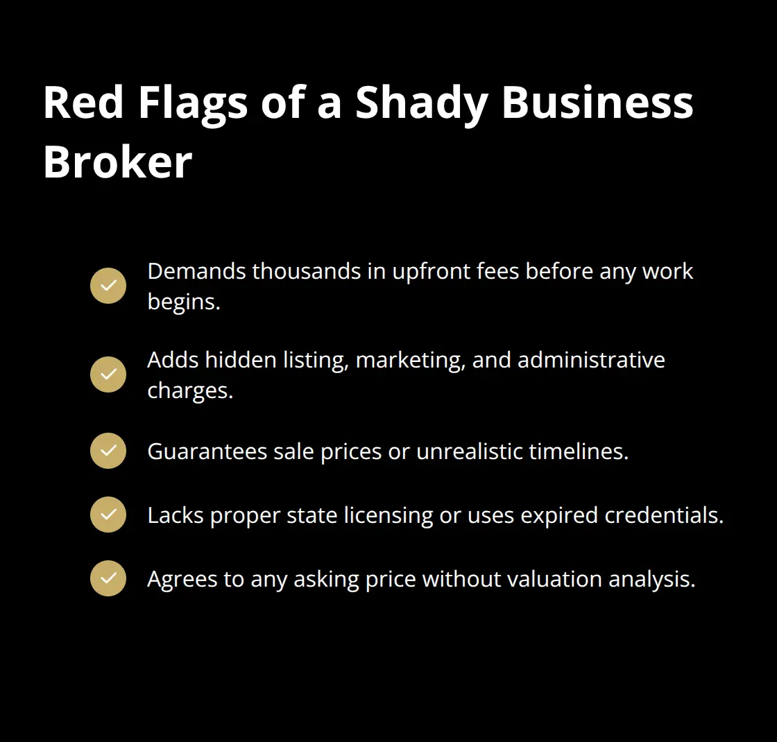 Checklist highlighting common warning signs of a shady business broker - broker reputation