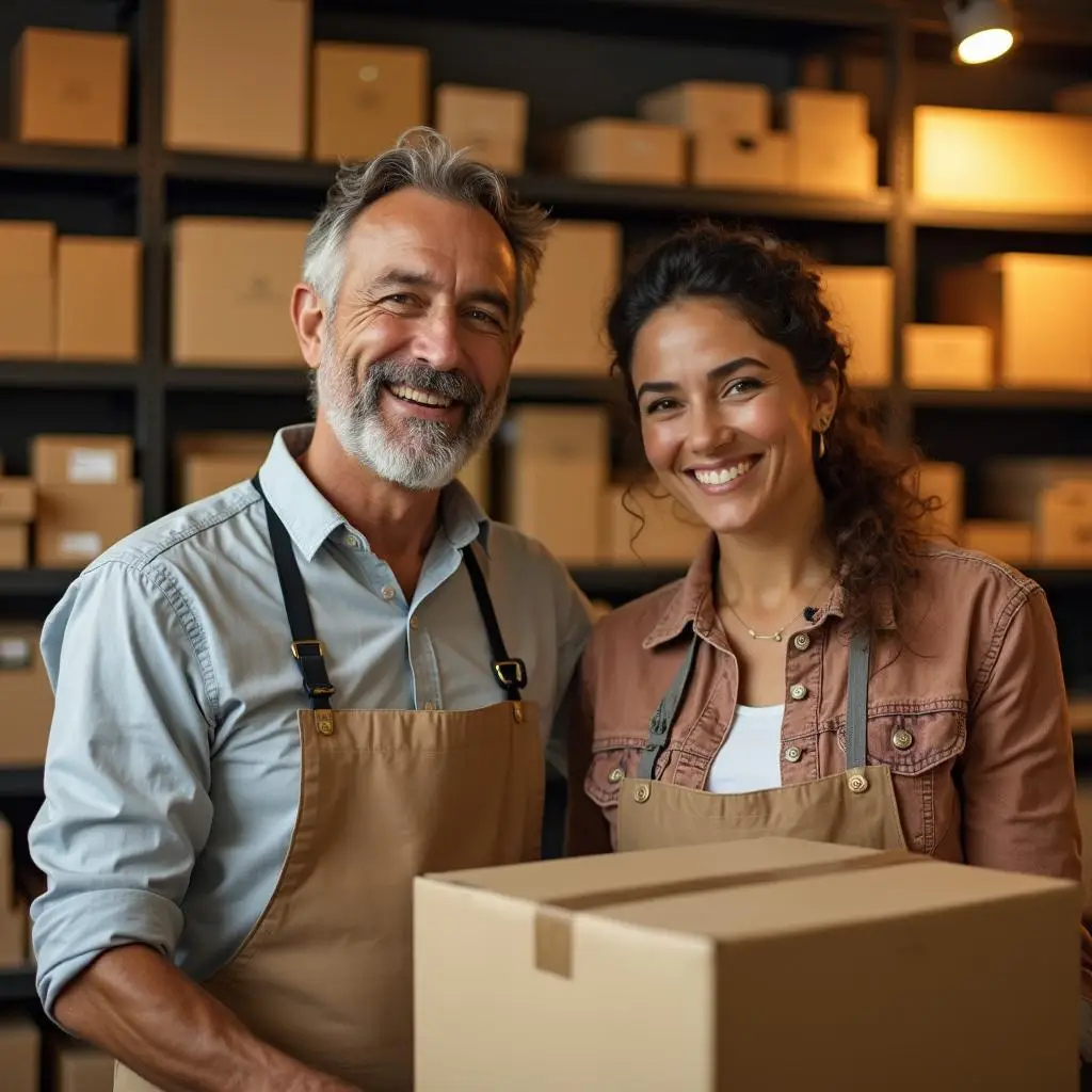 man and woman selling packaging business for sale