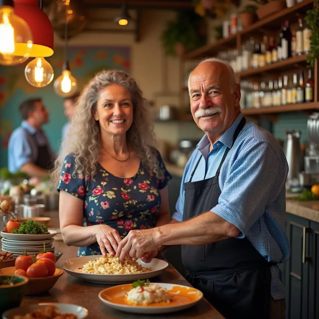 man and woman working at italian restaurant for sale