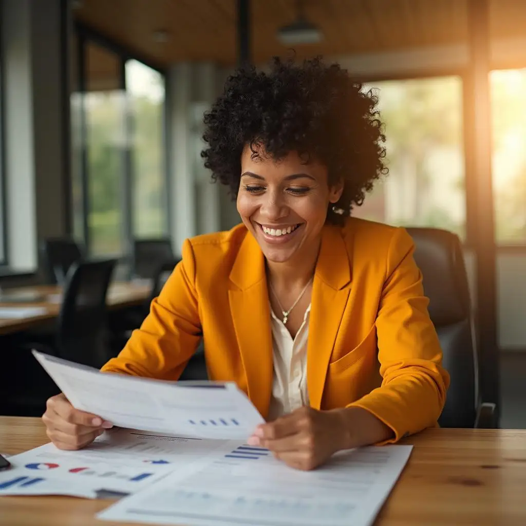 woman in her small business reviewing her business valuation